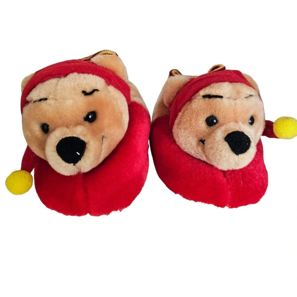 Winnie the Pooh nightcap soft slippers red yellow size 5 - 6 small - Picture 7 of 8